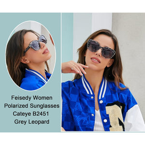 FEISEDY Polarized Vintage Sunglasses American Womens Square Jackie O Cat Eye Sunglasses B2451