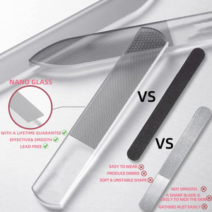RedFlow Glass Nail File,Nail Buffer Set Contains 2 Nano Glass Nail Files and 1 Nano Glass Foot File,Professional Manicure Set,Nail Files for Natural Nails Removing Calluses