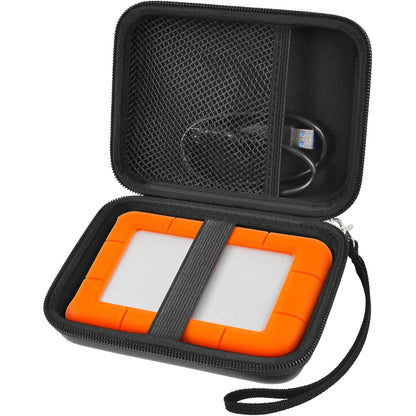 Case Compatible with LaCie Rugged Mini 1TB/ 2TB/ 4TB/ 5TB External Hard Drive Portable HDD, Storage Holder for Hard Drives for Mac and PC Computer & USB 3.0 2.0 Cable SD Cards (Orange)