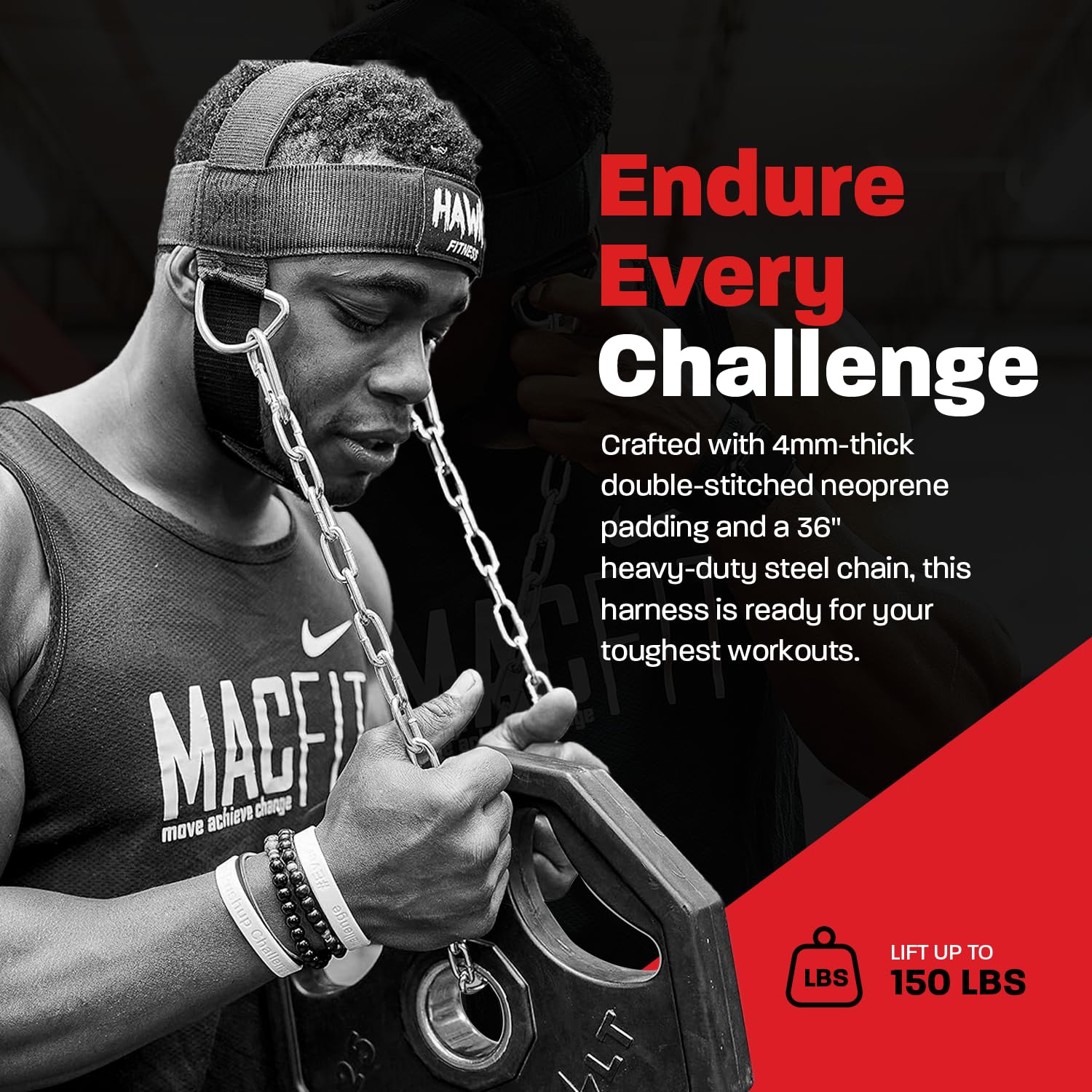 Buy now Hawk Sports Neck Harness for Men and Women with Adjustable Neck Strap and 30" Steel Chain for Safely Lifting Weights Up to 150 lbs., Neck Exercise Equipment for Muscle Growth and Strength Training at indiglob india