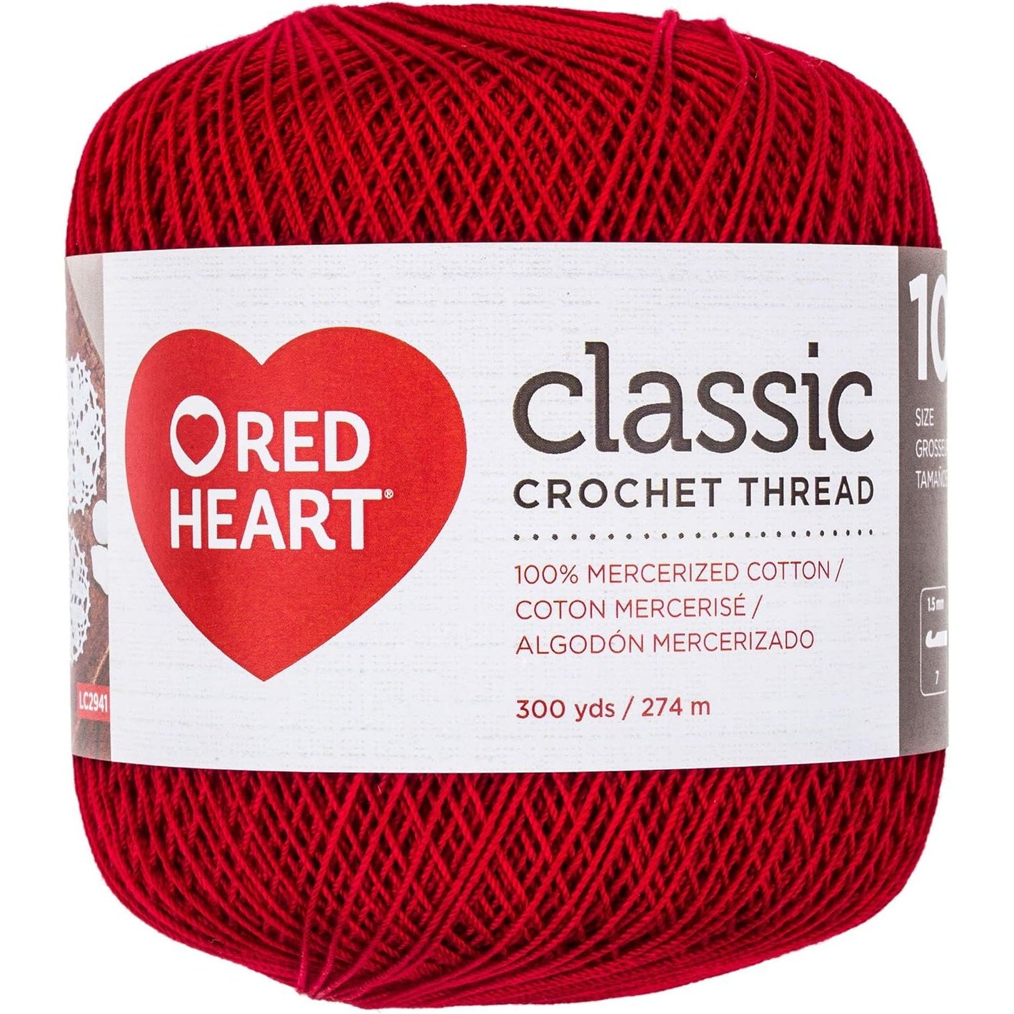 Red Heart Crochet Thread Yarn, 300 Yards, Victory Red, 1 Count (Pack of 1)
