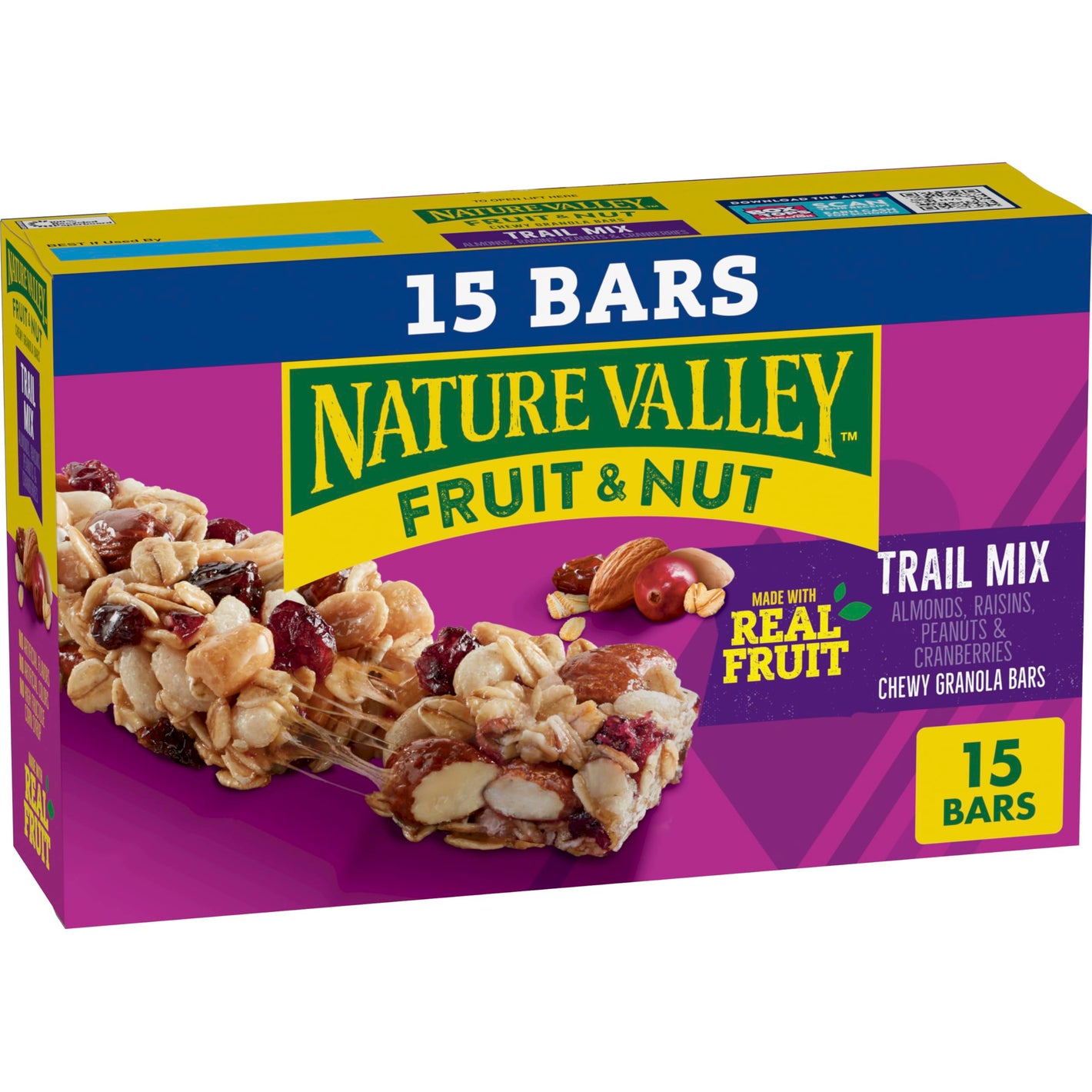 Buy now Nature Valley Chewy Fruit & Nut Trail Mix Granola Bars, Almond Raisin & Cranberry with Whole Grain Oats, No Artificial Flavors or Colors, No High Fructose Corn Syrup, On-the-Go Snack, 15 Bars 18 oz at indiglob india