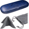 MyEyeglassCase Men Small Glasses case - Eyeglasses Hard Shell Holder Pouch & Cloth-Reading Slim & Narrow Case Heavy Duty - Blue Navy