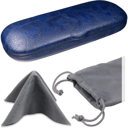 MyEyeglassCase Men Small Glasses case - Eyeglasses Hard Shell Holder Pouch & Cloth-Reading Slim & Narrow Case Heavy Duty