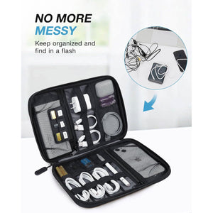 BAGSMART Large Electronics Travel Organizer Case, Tech Accessories Cord Storage Bag for Phone, Power Bank, SD Card, Cables, Black