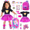 ebuddy 18 inch Doll Clothes and Accessories-Travel Suitcase Set with Fashion Outfit & Pretend Play Accessories Fit for 18" Girl Dolls (No Doll) - Unicorn Case