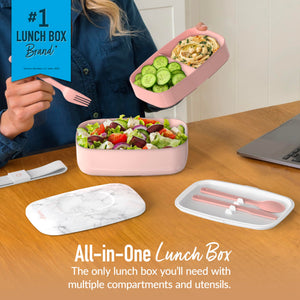 Buy now Bentgo Classic - Adult Bento Box, Stackable 3-Compartment Lunch Box with Removable Utensil Set and Sealing Strap, BPA-Free, Food Container Ideal for Meal Prep, Work, and On the Go (Blush Marble) at indiglob india
