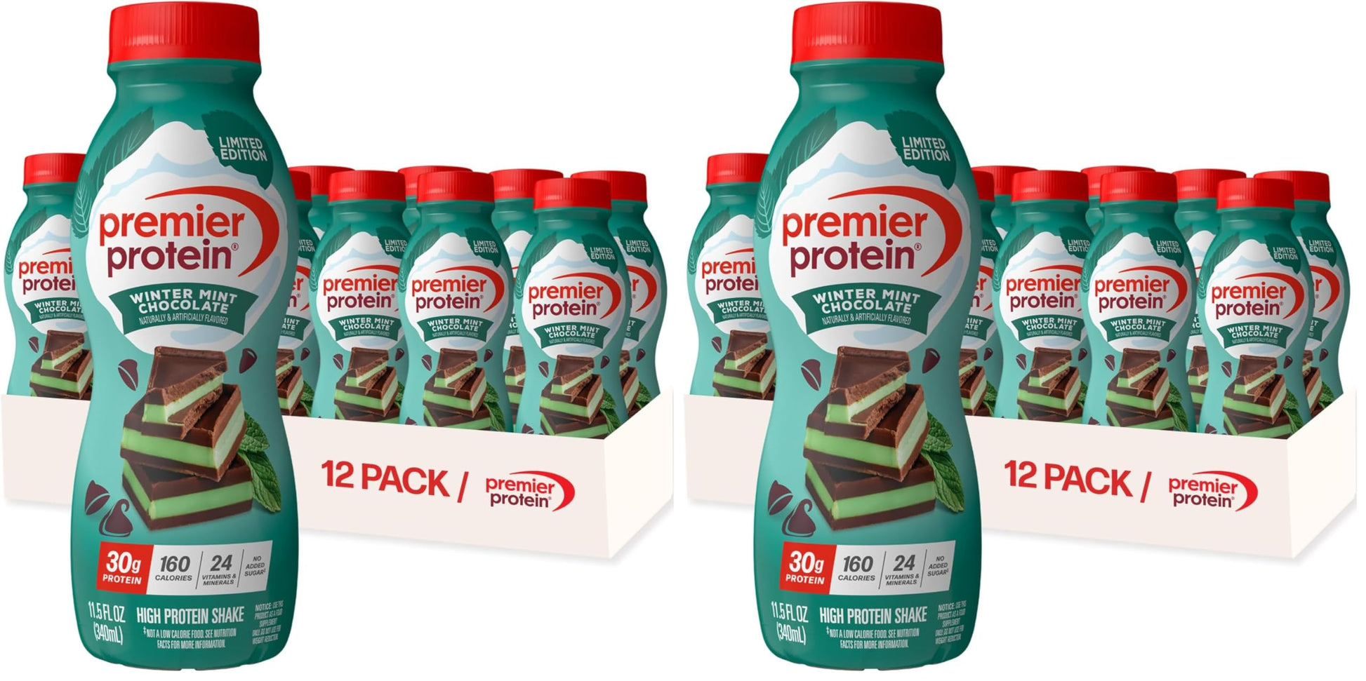 Buy now Premier Protein Shake, Peaches & Cream, 30g Protein, No Added Sugar, 24 Vitamins & Minerals to Support Immune Health, 11.5 fl oz, 12 Pack (Packaging May Vary) Limited Edition: Winter Mint Chocolate 11.5 Fl Oz (Pack of 24) at indiglob india