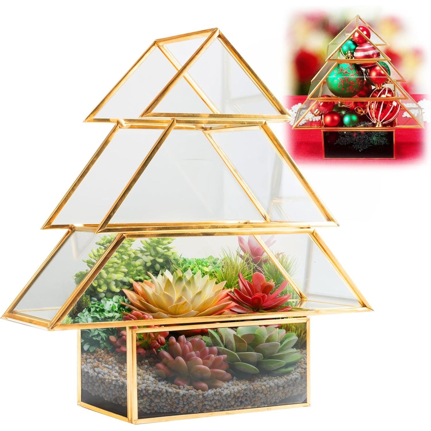 Buy now Christmas Tree Glass Terrarium- 8" Festive Planter for Holiday Home Decor- Add Xmas Cheer w DIY Succulents, Lights & Ornaments- Tabletop Centerpiece or Mantel, Office Decorations- Plant Lovers Gift at indiglob india