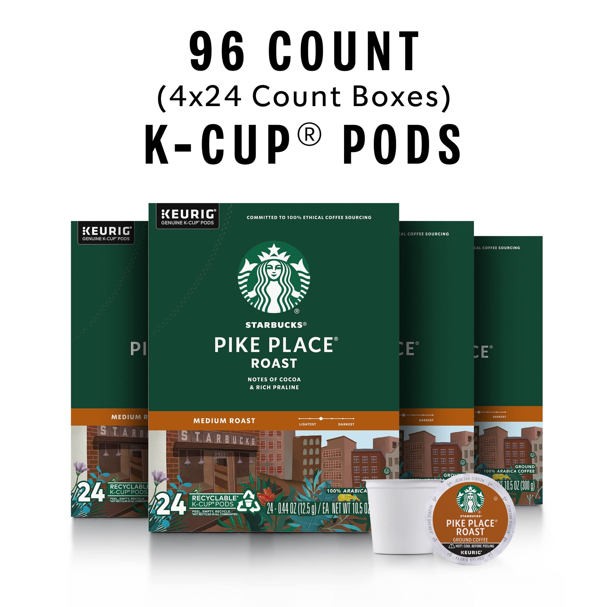 Buy now Starbucks K-Cup Coffee Pods, Medium Roast Hot or Iced Coffee, Pike Place Roast, 96 Keurig Pods at indiglob india