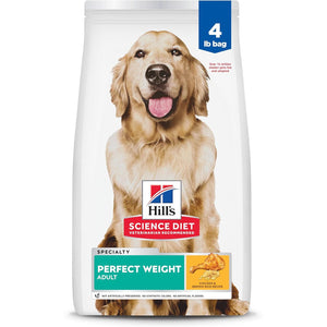 Hill's Science Diet Perfect Weight, Adult 1-6, Weight Management Support, Dry Dog Food, Chicken & Brown Rice, 4 lb. Bag