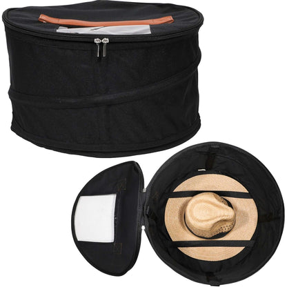 Hat Storage Box | Stuffed Animal Toy Storage | Stackable Round Pop-up Container | Travel Hat Boxes for Women & Men | Closet Organizer w Lid | Dust Cover Cowboy Sun Beach Hats (Black, 1 Pack)