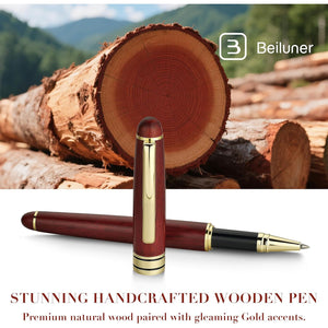 BEILUNER Luxury Wood Ballpoint Pen Writing Set,Rosewood-Elegant Fancy Nice Gift Pen Set for Signature Executive Business Office Fancy Nice Supplies - Christmas Gift Boxed with Extra Refills (Black)
