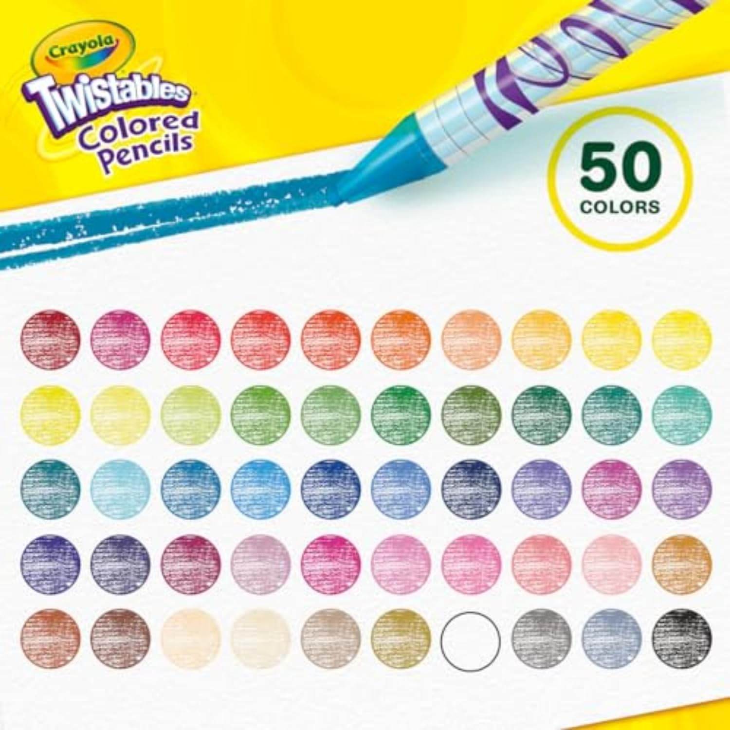 Crayola Twistables Colored Pencil Set for Kids (50ct), No Sharpen Coloring Book Pencils, Essential Classroom Supplies, Cute Back to School Gifts for Kids, 4+ - My Store
