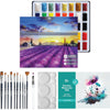 Mozart Premium Japanese Watercolor Paint Set - 40 Rich Colors with Metallic, Neon Pans - Artist-Quality Set for Adults, Kids & Students - Water Color - Metallic Watercolor Paints - Watercolor 40 Color Complete Accessoires