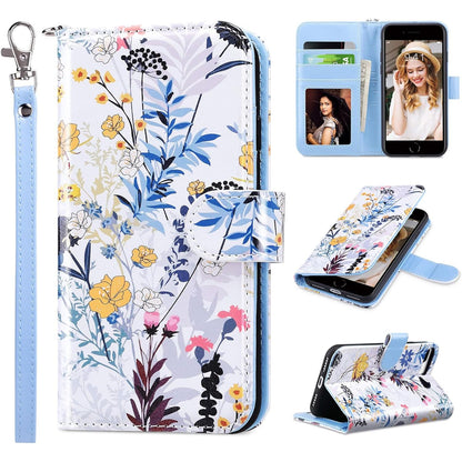 ULAK Compatible with iPhone 8 Plus/7 Plus Wallet Case for Women Girls, Premium PU Leather Flip Cover with Card Holders, Kickstand Feature Protective Purse Case 5.5 Inch,Floral
