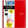 Five Star Spiral Notebook + Study App, 5 Subject, College Ruled Paper, 8-1/2" x 11", 200 Sheets, Fights Ink Bleed, Water Resistant Cover, Amethyst Purple (38748) - Red