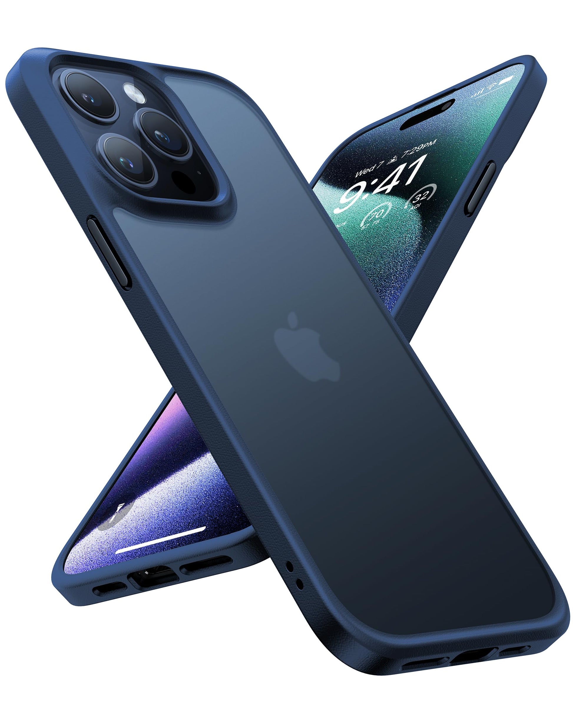 Buy now TORRAS Tough Shockproof for iPhone 13 Pro Case, [Military-Grade Drop Tested] Ultra-Durable Matte Hard PC Back with Soft Silicone Edge Slim Protective for iPhone 13 Pro Phone Case,Translucent Black For iPhone 15 Pro Case 6.1" Blue at indiglob india