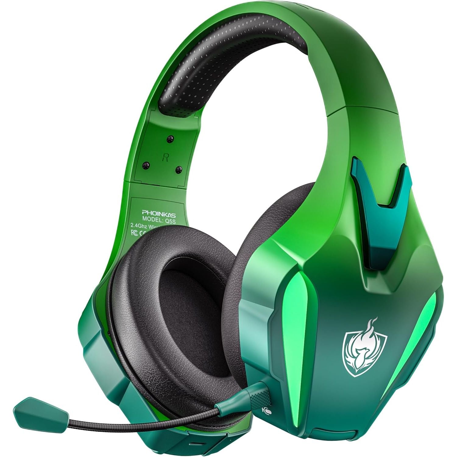 Buy now PHOINIKAS Wireless Gaming Headset for PS4 PS5 PC Switch, Wireless Gaming Over Ear Headphones with Detachable Noise Canceling Mic, 7.1 Stereo Sound, Only 3.5mm Wired Mode for XboxSeires -Dazzle Gold Q5S Dazzle Green at indiglob india