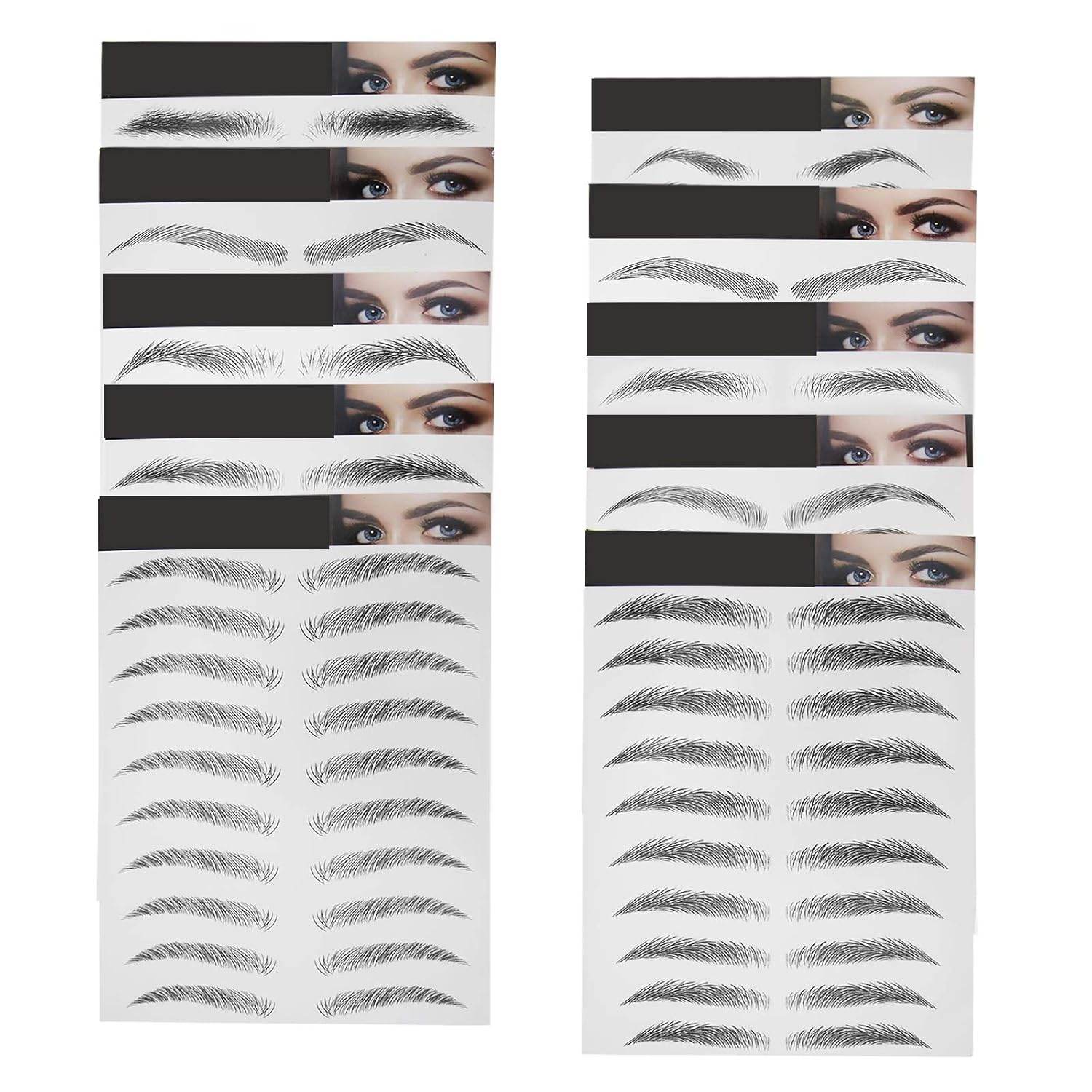 10 Sheets Black 6D Eyebrows Stickers Imitation Ecological Hair-Like Waterproof Natural Tattoos Eyebrows Stickers 100 Pairs - My Store