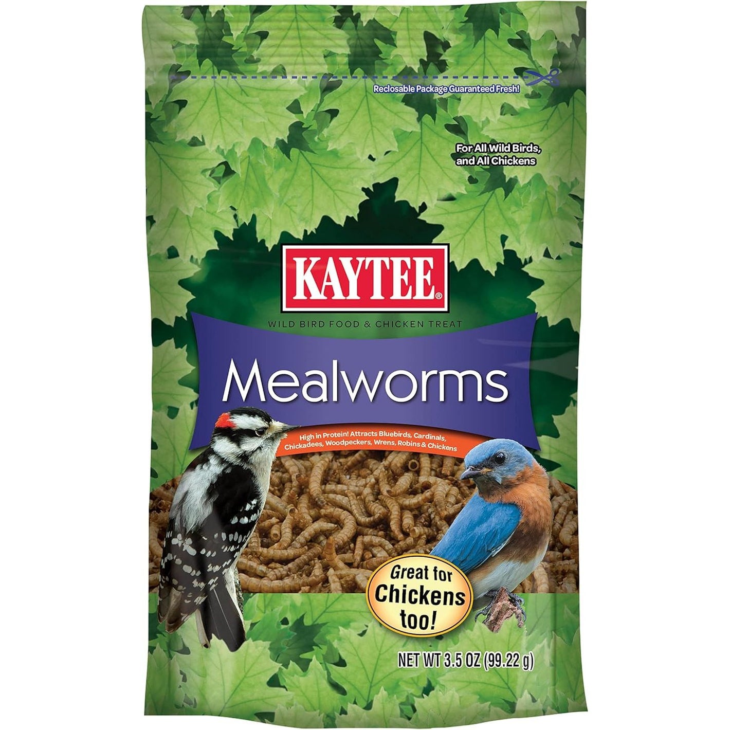 Kaytee Wild Bird Food Mealworms For Bluebirds, Wrens, Robins, Chickadees, Woodpeckers, Cardinals & Chickens, 3.5 Ounce
