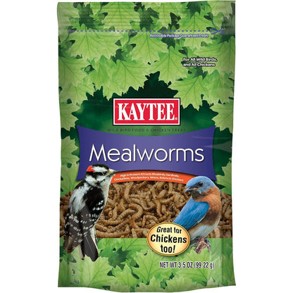 Kaytee Wild Bird Food Mealworms For Bluebirds, Wrens, Robins, Chickadees, Woodpeckers, Cardinals & Chickens, 3.5 Ounce