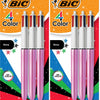 BIC 4-Color Original Retractable Ballpoint Pen with 1.0 mm Medium Point, 3-Count in Assorted Ink - Black, Blue, Green, Red Ink