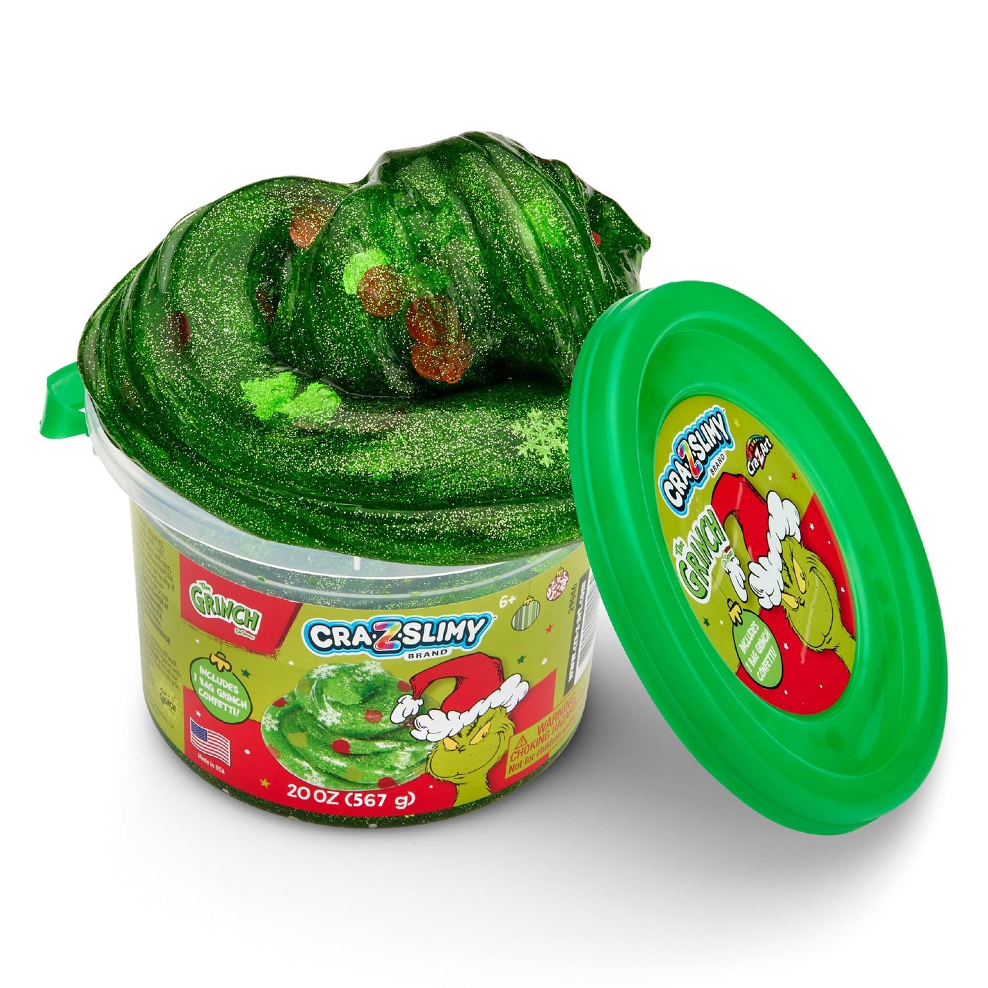Buy now CRA-Z-Slimy The Grinch Green Glitter Slime Tub, 20 oz ƒ?? Includes Festive Grinch Confetti, Stretchy Holiday Slime for Kids Ages 6+, Sensory Christmas Toy at indiglob india