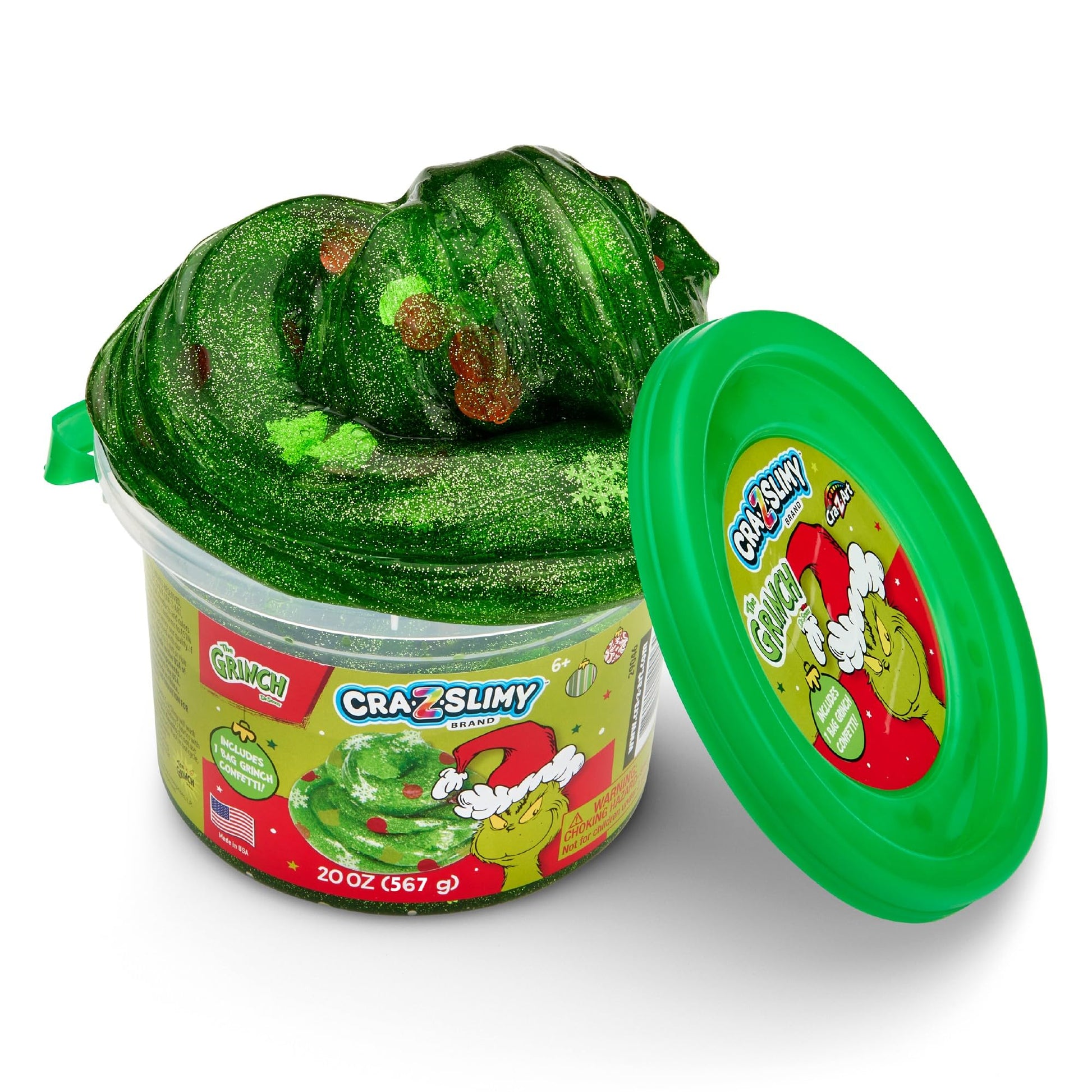 Buy now CRA-Z-Slimy The Grinch Green Glitter Slime Tub, 20 oz ƒ?? Includes Festive Grinch Confetti, Stretchy Holiday Slime for Kids Ages 6+, Sensory Christmas Toy at indiglob india