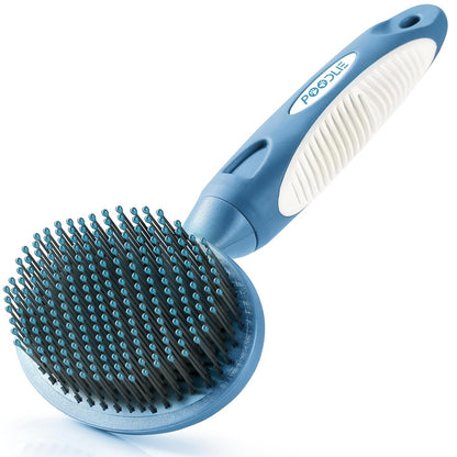 Round Bristle Pet Brush for Dogs and Cats - Soft Dog Brush for Grooming Short or Long Hair - Gentle Tool for Sensitive Skin Removes Dander, Dirt, and Detangles (Purple)