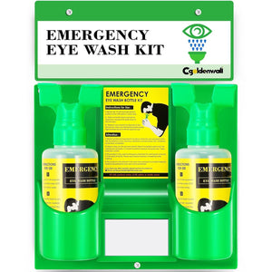 CGOLDENWALL Emergency Eye Wash Station Portable Eyewash Station Wall Mounted Eye Wash Kit, OSHA Approved Double 16.9oz Eye Wash Bottles for First Aid (EMPTY Bottles)