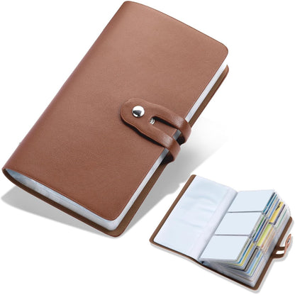 Leather Business Card Organizer, RFID Blocking Credit Card Holder, Professional Business Card Holder and Name Card Book, Credit Card Case - Holds 96 Cards (Black)