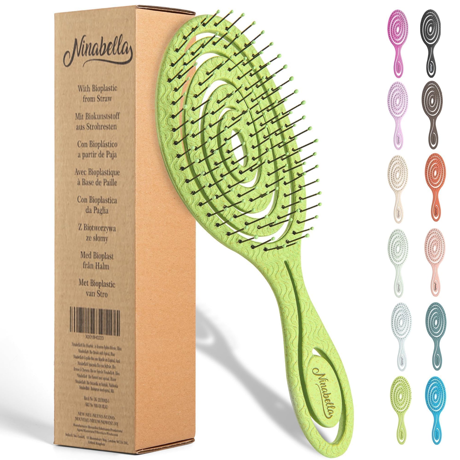 Buy now Ninabella Detangle Hair Brush for Women & Men - Does not Pull - Straightening Brushes for Straight & Curly Hair - Unique Spiral Detangling Hairbrush - Green Regular lime green at indiglob india