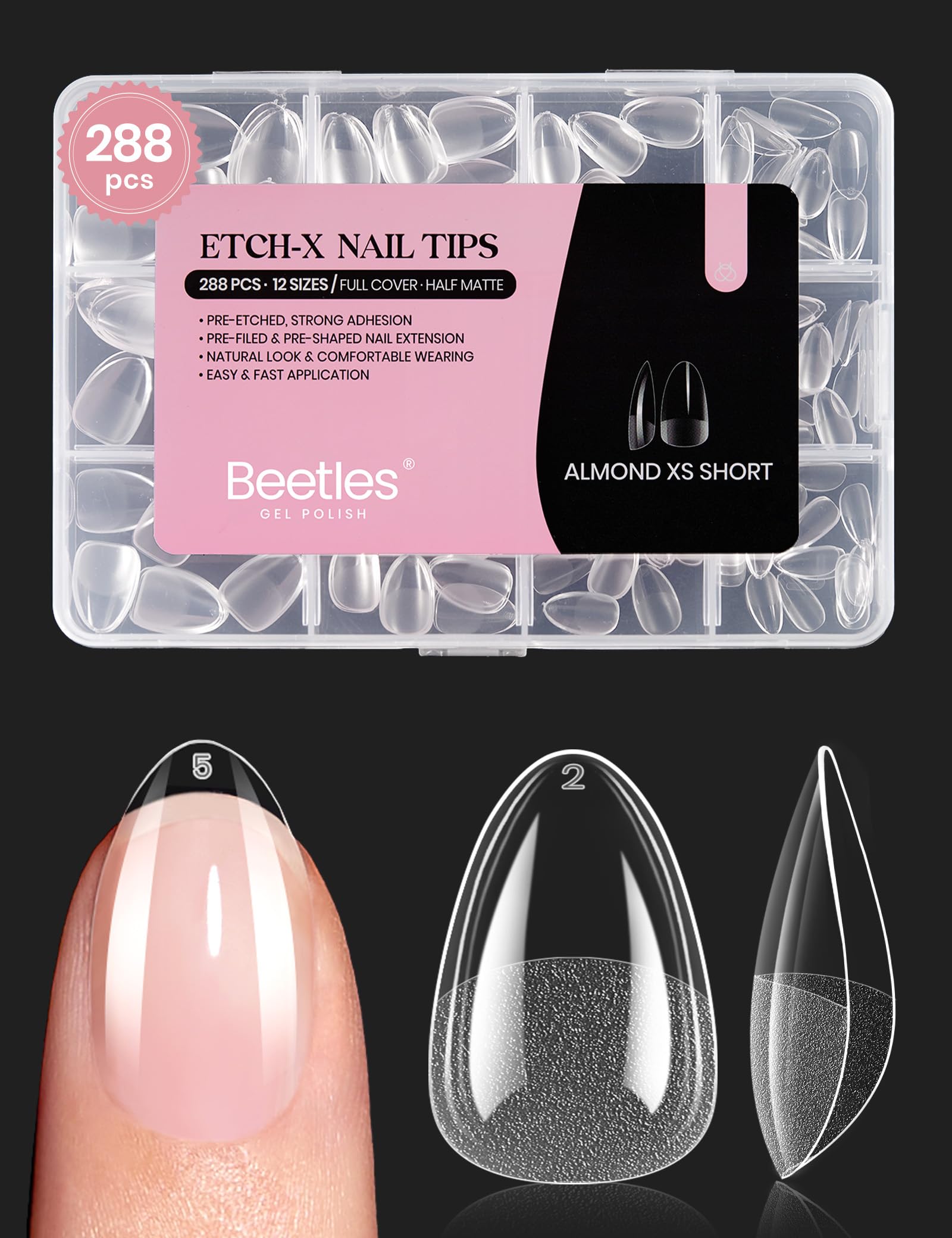 Buy now beetles Gel Polish 2Pcs 15ml Nail Glue Kit for Acrylic Nails, 5 in 1 Super Strong Brush in Nail Gel Glue for False Nails Tips and Gel Nail Polish Led Lamp Required 1-1-Almond Extra Short 288pcs (Etch X Nail Tips) at indiglob india