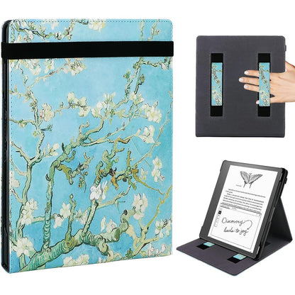 WALNEW Flip Case for 10.2-inch Kindle Scribe 2024/2022 Released, Two Hand Straps and Vertical Multi-Viewing Stand Cover with Auto Wake/Sleep for 10.2” Amazon Kindle Scribe E-Reader(Gray)