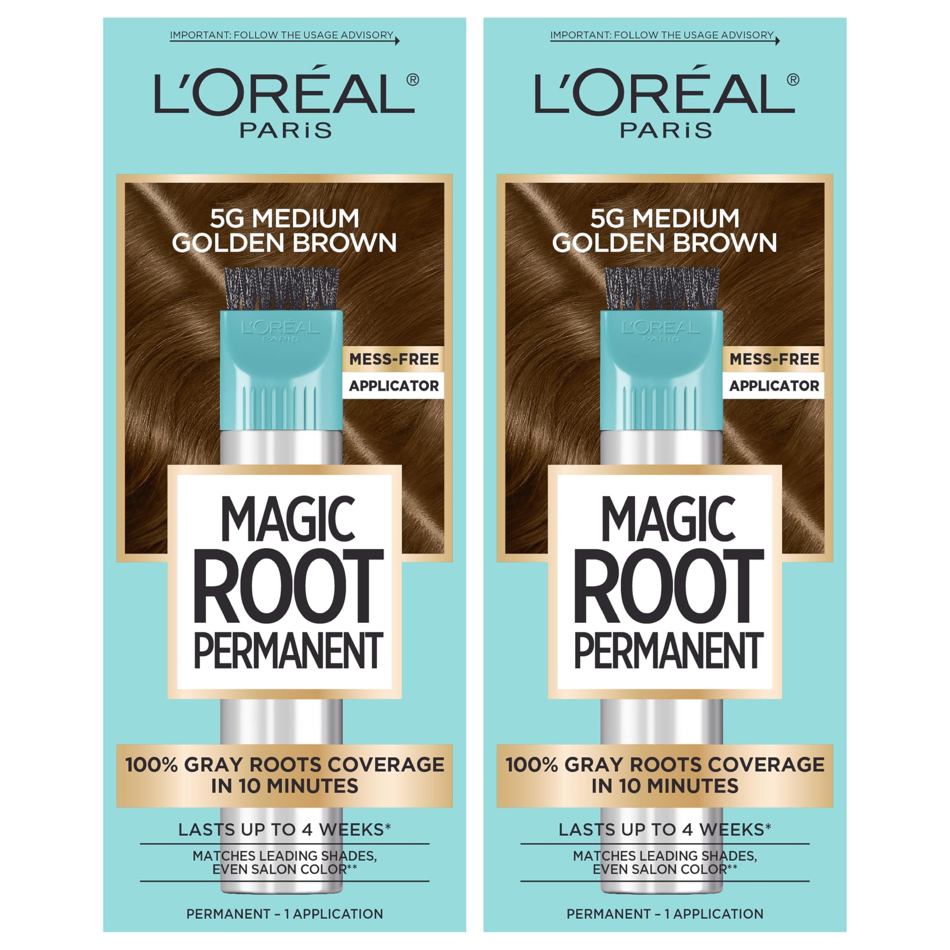 Buy now L'Oreal Paris Magic Root Rescue 10 Minute Root Hair Coloring Kit, Permanent Hair Color with Quick Precision Applicator, 100 percent Gray Coverage, 4 Dark Brown, 2 count at indiglob india