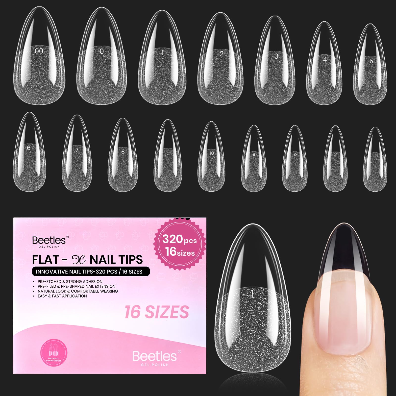 Buy now beetles Gel Polish 2Pcs 15ml Nail Glue Kit for Acrylic Nails, 5 in 1 Super Strong Brush in Nail Gel Glue for False Nails Tips and Gel Nail Polish Led Lamp Required 0-1-Medium Almond 320pcs (Flat-X Nail Tips) at indiglob india