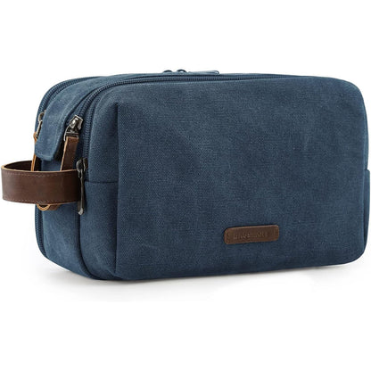 BAGSMART Toiletry Bag for Men, Canvas Travel Toiletry Organizer Dopp Kit Water-resistant Shaving Bag for Toiletries Accessories,Grey-Medium
