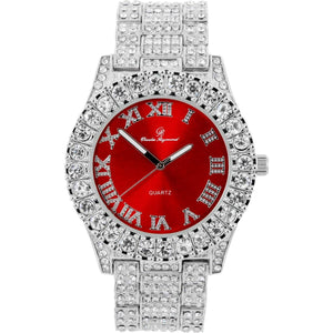 Charles Raymond Mens Big Rocks with Roman Numerals Fully Iced Out Colorful Dial Watch - ST10327 RN Single