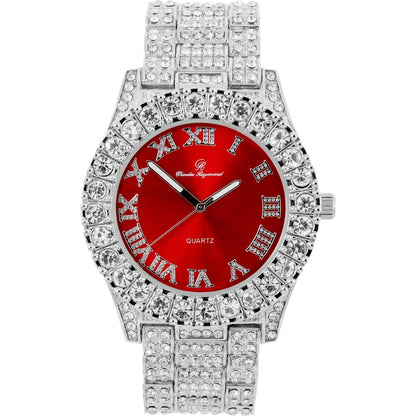 Charles Raymond Mens Big Rocks with Roman Numerals Fully Iced Out Colorful Dial Watch - ST10327 RN Single