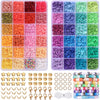 QUEFE 4800pcs Clay Beads for Bracelet Making Kit 48 Colors Flat Round Polymer Spacer Heishi Beads for Jewelry Making Kit - Rainbow