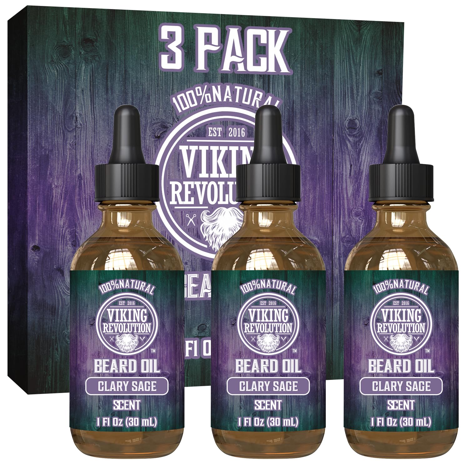 Buy now Viking Revolution Beard Oil with Clary Sage for Men - Natural Blend with Argan and Jojoba Oils for Softening, Strengthening, and Moisturizing at indiglob india