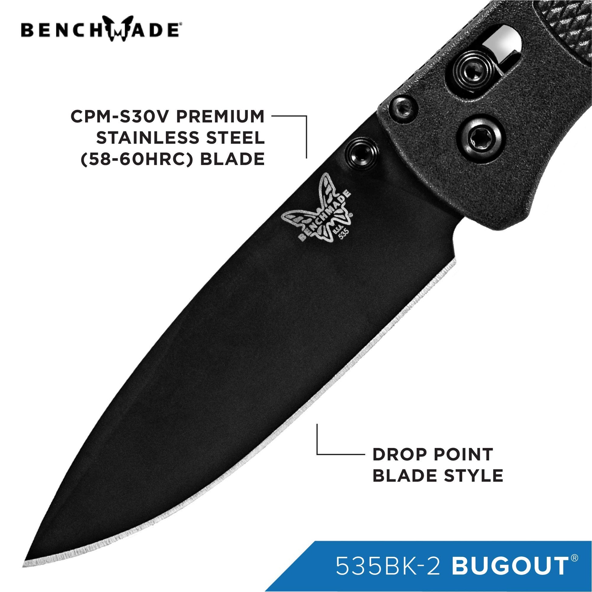 Buy now Benchmade - Bugout Outdoor EDC Folding Knife, Slim, Lightweight, Drop-Point Blade, Carbon Fiber (535BK-2) at indiglob india