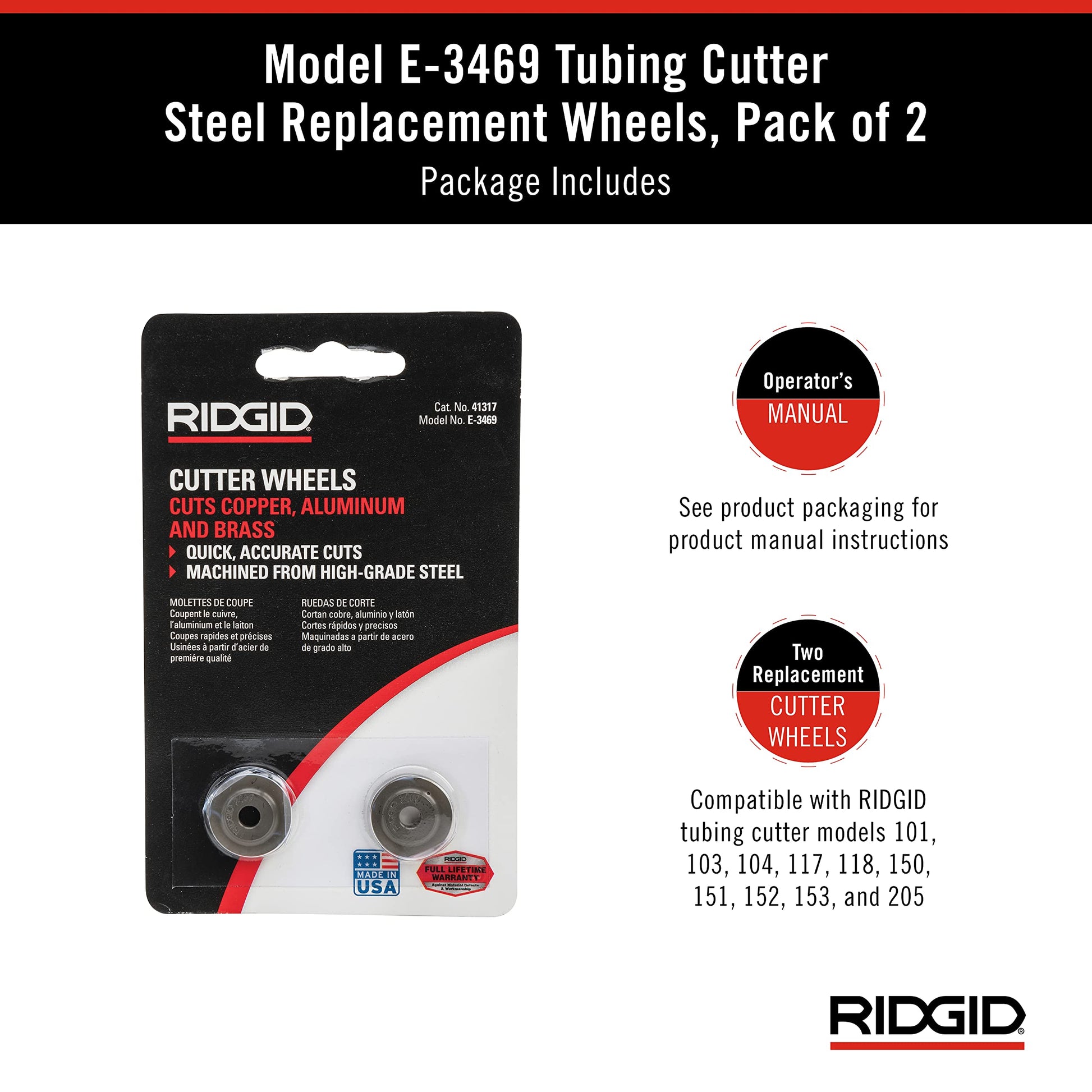 Buy now RIDGID 41317 Model E-3469 Tubing Cutter Replacement Wheel, Pipe Cutter Wheel at indiglob india