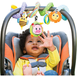 Infantino Stretch & Spiral Activity Toy - Textured Play Activity Toy for Sensory Exploration and Engagement, Ages 0 and Up, Blue Farm