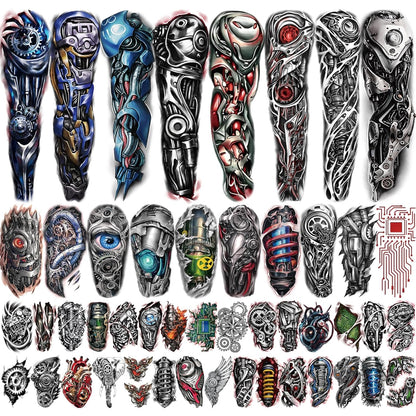 Extra Large waterproof Temporary Tattoos 8 Sheets Full Arm Fake Tattoos and 8 Sheets Half Arm Tattoo Stickers for Men and Women (22.83"X7.1")