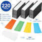 50 Pack "C" Channel Magnetic Label Holders 1x3 with 100 White Card Inserts, 50 Clear Plastic Protectors and Bonus 20 Colorful Cardstock Inserts in Blue, Green, Yellow and Red - Double-Sided Cards