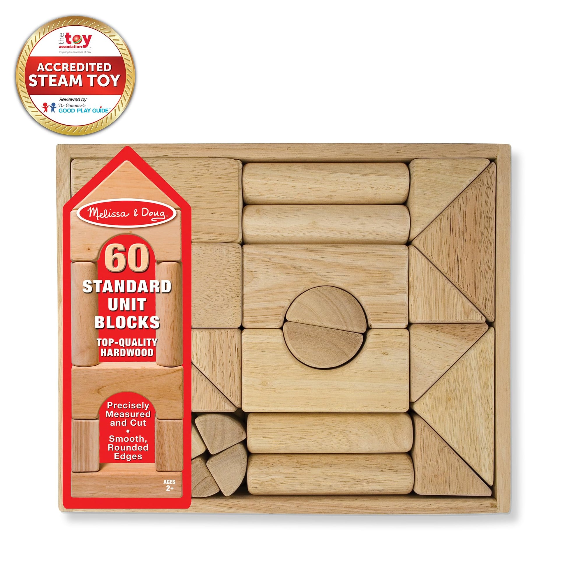 Buy now Melissa & Doug Standard Unit Solid-Wood Building Blocks With Wooden Storage Tray (60 pcs) at indiglob india