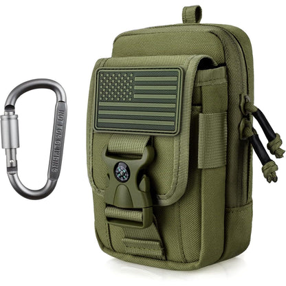 WYNEX Tactical Compass Phone Pouch, Large Molle Smartphone Holster Case Double Capacity Small Utility EDC Pouch with Compass Buckle and Carabiner