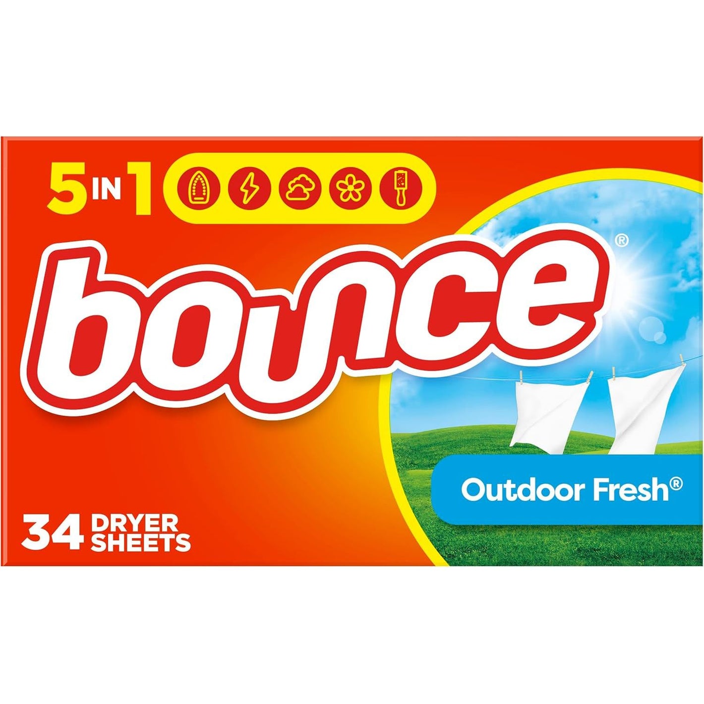 Bounce Fabric Softener Dryer Sheets, Outdoor Fresh Scent, 34 Count